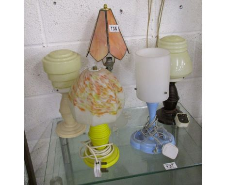 Collection of five vintage table lamps