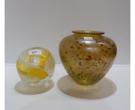 A Phillipa Headley art glass vase together with a lustre glass vase Condition Report:Available upon request