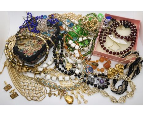 A collection of vintage costume jewellery to include a retro necklace by Vendome Condition Report:Not available for this lot.