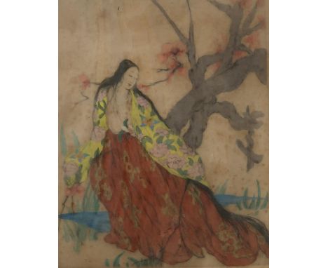 ELYSE ASHE LORD&nbsp;Japanese figure, coloured etching, 40 x 31cm and five others (6) Condition Report:Available upon request