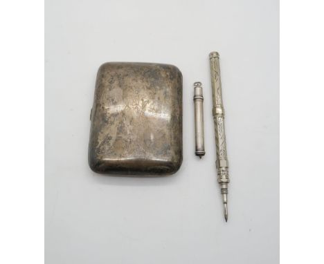 An Edwardian silver cigarette case, the front with engraved initials, by William Henry Sparrow, Birmingham 1903, a silver pro