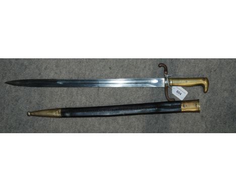 A bayonet with leather scabbard, the blade stamped&nbsp; Condition Report:Available upon request