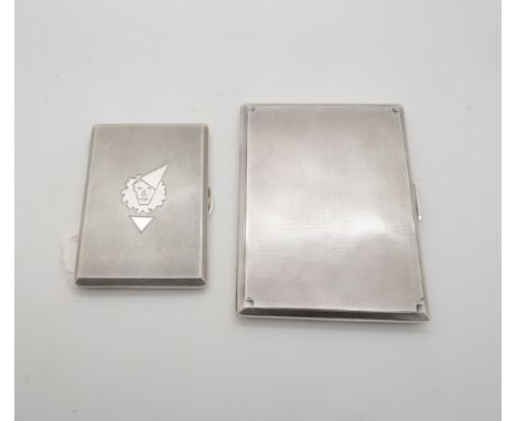 A George V silver cigarette case with engine turned decoration, inscribed to interior, by&nbsp;Cohen &amp; Charles, Birmingha