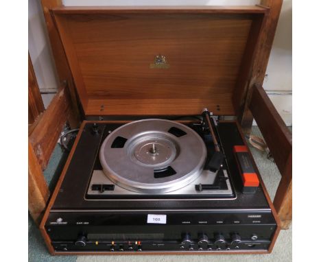 A mid 20th century "Hacker model GAR 600 high fidelity audio radio unit" and two "Hacker" speakers (3)&nbsp; Condition Report