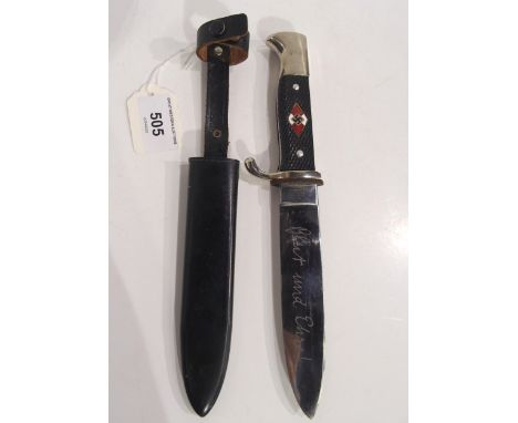 A German knife and scabbard, the blade inscribed Blut und ehre Condition Report:Available upon request