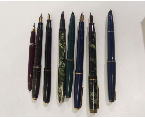 Eight vintage fountain pens, the majority with 14k nibs&nbsp; Condition Report:Available upon request