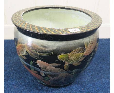A large ceramic "fish bowl" jardinière&nbsp; Condition Report:Available upon request