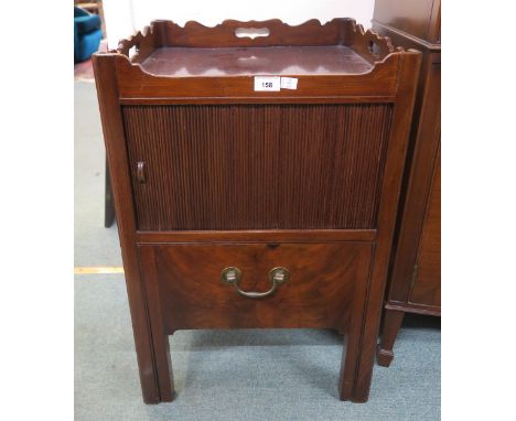 A Victorian mahogany commode with gallery top and a Victorian mahogany oval serving tray (2) Condition Report:Available upon 