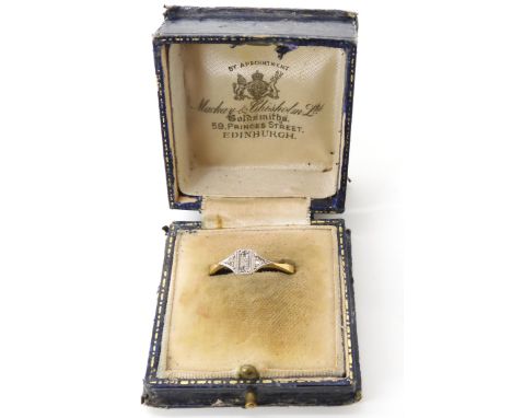 An 18ct gold and platinum vintage diamond accent ring, size T1/2, weight 2.4gms Condition Report:Available upon request