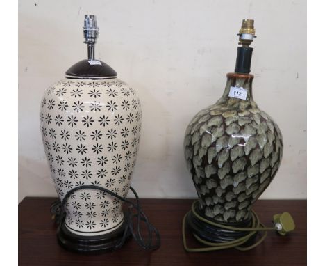 A lot of two contemporary ceramic table lamps (2) Condition Report:Available upon request