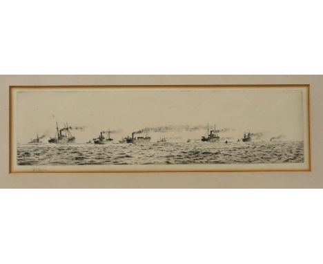 WILLIAM LIONEL WYLLIE R.A&nbsp;The North Sea, signed, etching, 10 x 34cm and A MACFARLANE The Clyde, signed, etching, 19 x 35