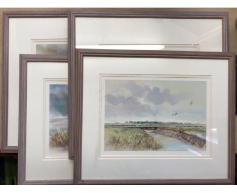Hurst, John. A set of four prints by this local artists watercolours, Salthouse Marshes, signed and nicely framed together wi