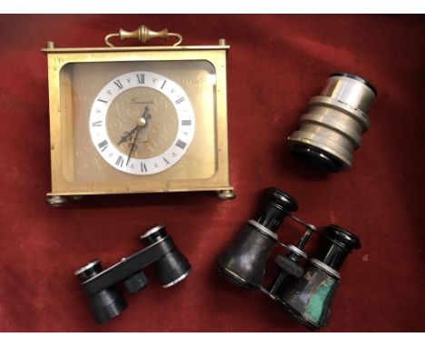 Mixed lot including two small binoculars, a Kershaw Leeds Vintage Series A Projection Lens No 1644 and a Timemaster battery o