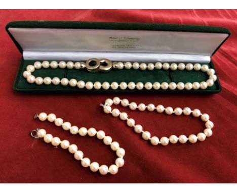 Mother of Pearl Necklaces (2) one made CO and with Sterling clip and extra length. 