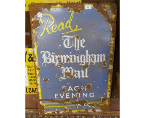 Birmingham Mail enamel sign - Approx size: 51cm x 76cm 