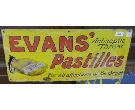 Enamel sign - Evans Pastilles - Approx size: 61cm x 28cm 