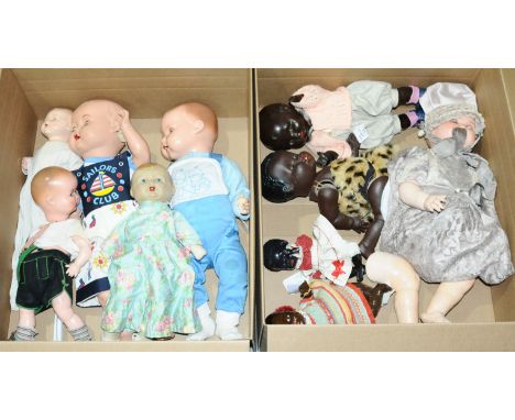 Collection of composition and hard plastic vintage baby dolls, including Armand Marseille mould 518 baby doll and others, lar