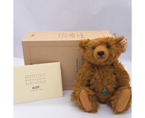 Steiff Irish Teddy Bear, UK and Ireland Exclusive, reddish brown mohair, white tag 660702, LE 2000, 2002, Excellent Plus, wit