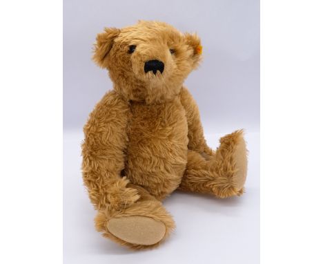 Steiff Classic 1903 Mr Cinnamon teddy bear replica, yellow tag 000201, caramel mohair, chest tag (detached - poor condition),