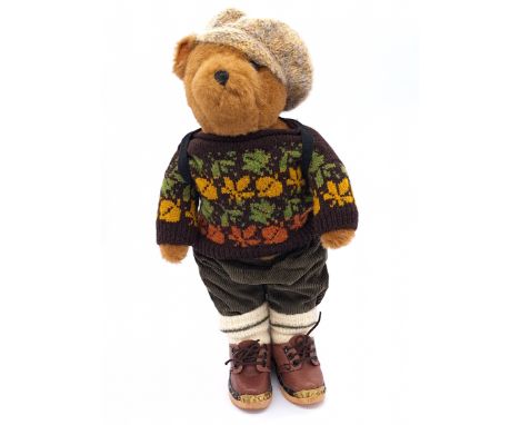 Dean's Rag Book Lakeland Bears vintage teddy bear, brown plush, plastic eyes, fully jointed, MISSING swing labels, original c