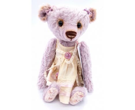 Barenbande... die mit den Rosen Stella teddy bear, artist designed by Sandra Kunz (Germany), lilac mohair, black boot button 