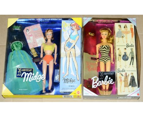 Mattel Barbie and Midge 35th Anniversary dolls (Reproduction dolls and packaging), #11590 and #18976, within Good boxes, Good