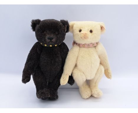 Steiff Danbury Mint pair of alpaca Teddy Bears: (1) Jack the Rare Black Alpaca Bear, white tag 662546, LE to year 2007, Excel