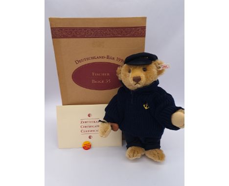 Steiff Fisher teddy bear, 1998, EAN 670114, German exclusive, LE 1922/2000, with working growler, chest tag (detached), certi