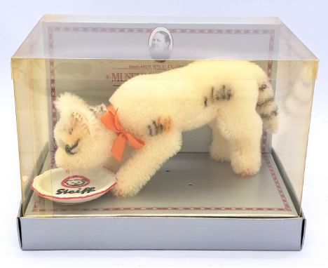 Steiff Museum Collection Trinkkatze 1933 replica, white tag 401459/0108/14, with drinking mechanism, LE 4000, 1990, Near Mint