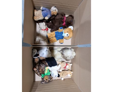 Collection of vintage teddy bears and animals including Steiff plush bears, Merrythought lion and dalmatian, Hermann 'Old Ger