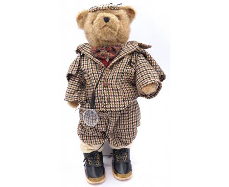 Dean's Rag Book Lakeland Bears Padlock Holmes vintage teddy bear, blonde plush, plastic eyes, fully jointed, original clothin