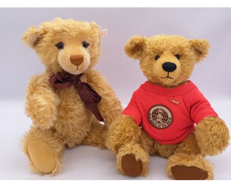 Steiff pair of bears: (1) Good Bears of the World Gulliver, white tag 665936, golden mohair, Excellent to Excellent Plus, swi