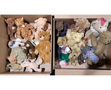 Collection of modern plush teddy bears, including Steiff and Merrythought, some with tags, Poor to Excellent.&nbsp;