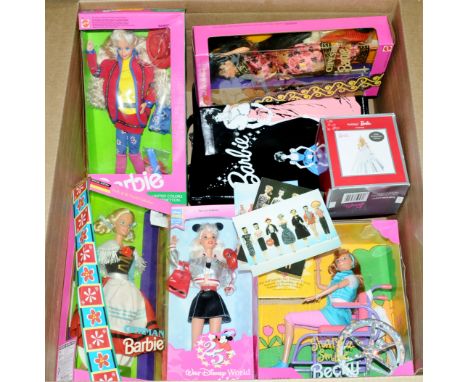 Mattel Barbie x five including: #15761, #9404, #16525, #11180, #12698, also included a Barbie Christmas ornament, postcards a