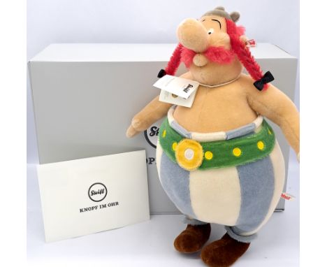 Steiff Obelix (Asterix and the Vikings), mohair, white tag 674457, LE 111/750, swing tag, certificate, Near Mint, within Exce