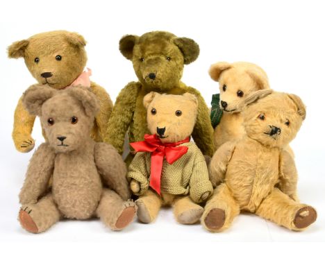 Vintage American, British and other teddy bears- mohair, plush and others: American golden mohair teddy bear, replacement eye