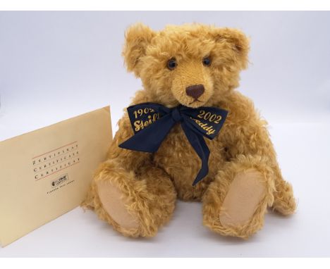 Steiff Centenary teddy bear, 670985, LE to year- 2002, dark blonde wavy mohair teddy bear, working growler, with certificate,