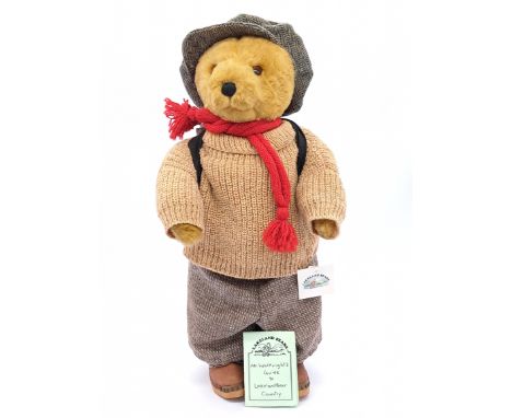 Little Folk Lakeland Bears vintage teddy bear, Haweswater Honey plush, plastic eyes, fully jointed, original clothing, swing 