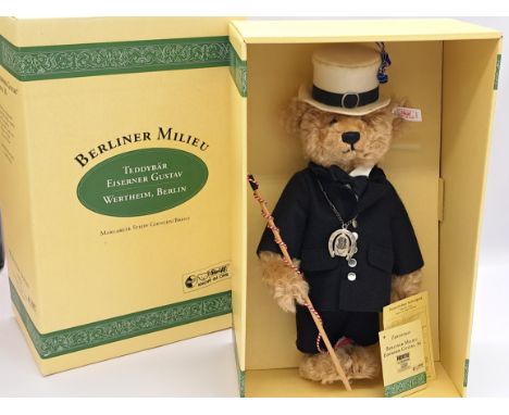 Steiff Iron Gustav, especially made for Wertheim Berlin, white tag 655241, blonde mohair bear, LE 1500, 1928-1996, with swing