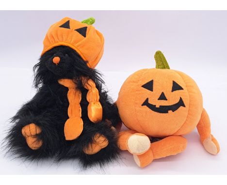 Charlie Bears pair: Jack-O-Lantern, CB195223O, 2019, designed by Alison Mills, with swing label, Excellent Plus, 10"/25cm; an