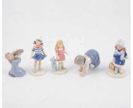 A collection of Danish figurines - B&amp;G cream glazed baby figures 2204/7/8/9, 11cm, Royal Copenhagen figures Frederick" an