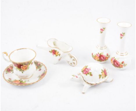 Royal Albert "Old Country Roses" bone china tea/dinner ware and decorative items to include: eight dinner plates, twelve side