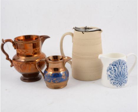 A box of assorted ceramics, including a six-place tea service by Royal Standard, lustre ware jugs, etc.