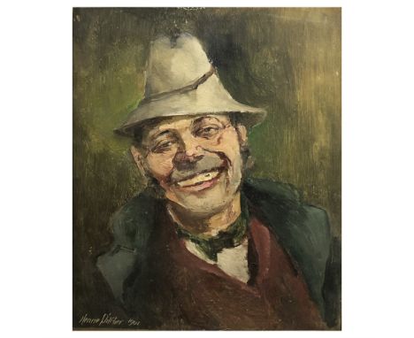 Henri Pitcher, head and shoulders portrait of a man, oil on card, signed and dated 1901, 22cm x 17cm; and L Cattermole, Caval