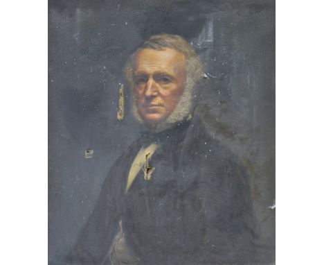 R T Scot, portrait of a Victorian Gentleman, half length oil on canvas [substaintial damage], 76cm x 63cm