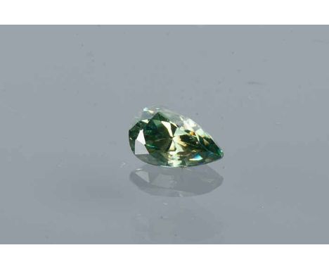UNMOUNTED FANCY LIGHT GREEN DIAMOND
pear cut, approximately 0.75 carats, note: VAT is payable by the buyer on the full hammer
