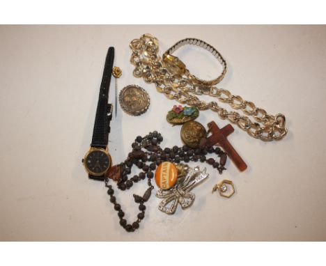 A bag containing a ladies Tissot wrist watch, various other watches and jewellery etc. 