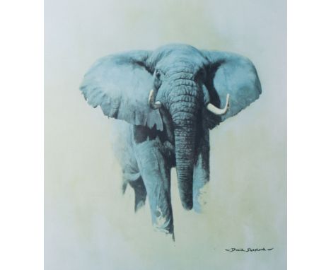 After David Shepherd Sketch for a Painting, African Bull Elephant, limited edition colour print pencil signed with blind stam