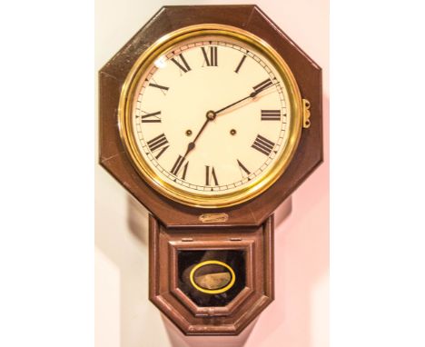 American painted wall clock, by Seth Thomas, white enamelled dial, retailers label for Mangaldas Mansukhlal & Co., Bombay, 60