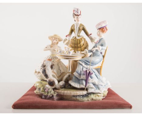 Royal Worcester group, 'The Picnic', boxed with packing case, damaged, together with "The Tea Party", boxed. (2)